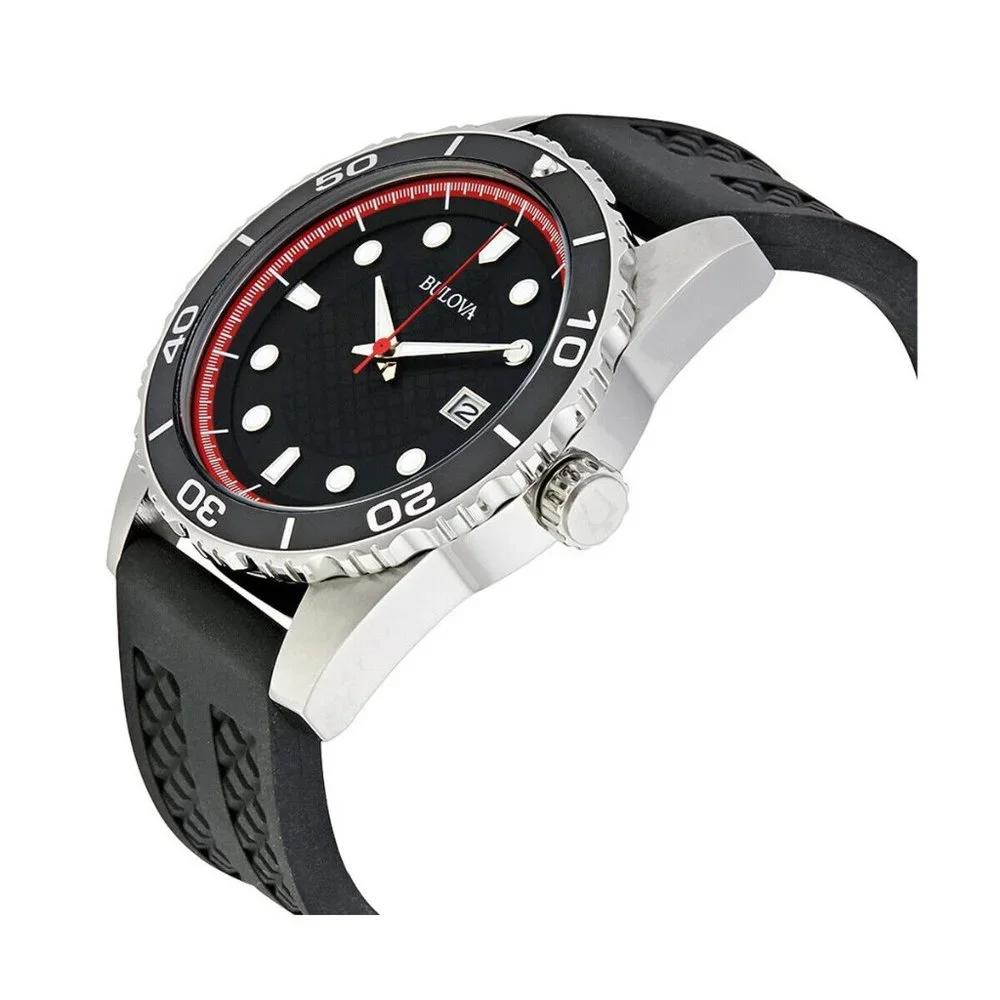 Bulova 43mm Red Quartz Calendar Watch